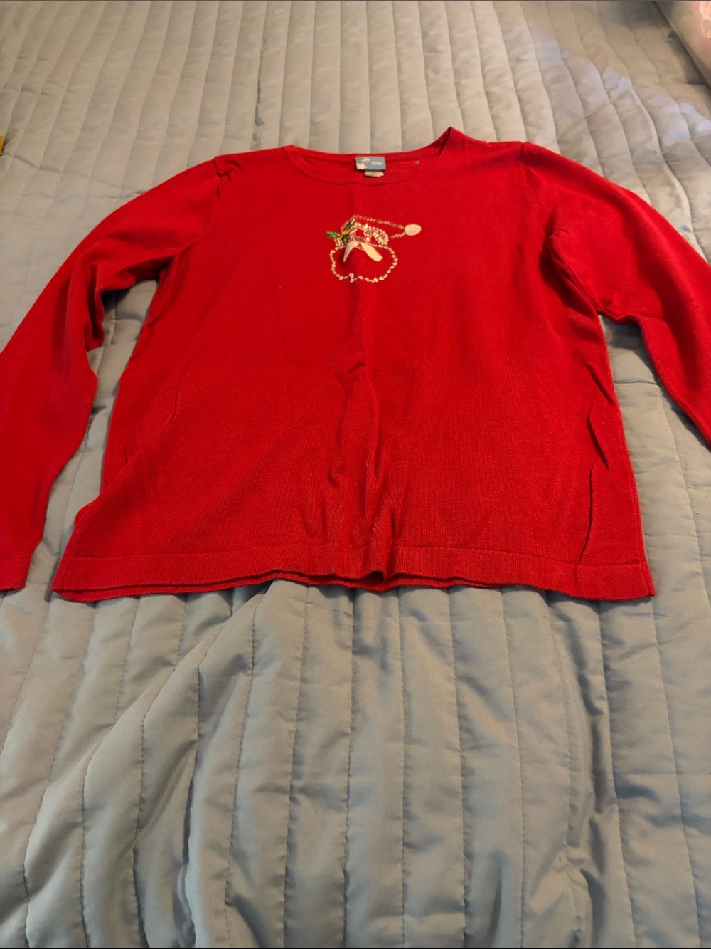 Holiday Editions Red Embellished Crewneck Sweater